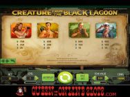 Creature From the Black Lagoon Slots Pay Table